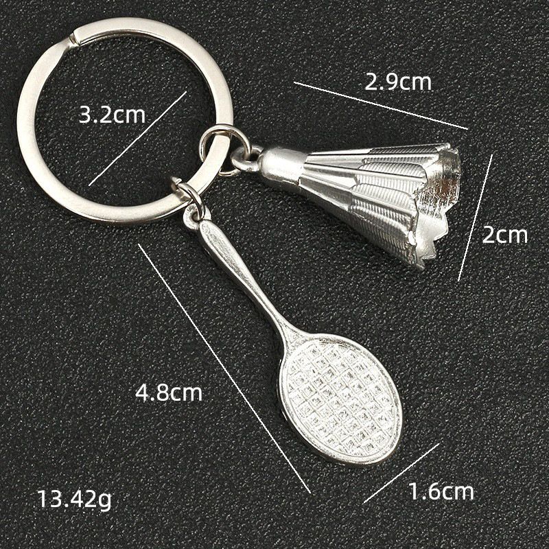 Unisex Table tennis keychain Badminton tennis key chain metal paint three-dimensional pendant gift_maomaolike.com