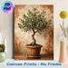 Olive Bonsai Painting Poster, Oil-painting Style Textured Potted Olive Tree Poster, Calming Natural Decor Ideal For Living Room, Dining Area_maomaolike.com