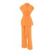 Women's Clothing Versatile vitality orange cotton and linen commuting street style sleeveless lace-up vest wide-leg pants suit_maomaolike.com