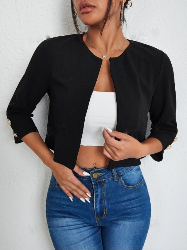 Women's Clothing Fashion Casual Temperament Commuter Niche Top Round Neck Jacket _maomaolike.com