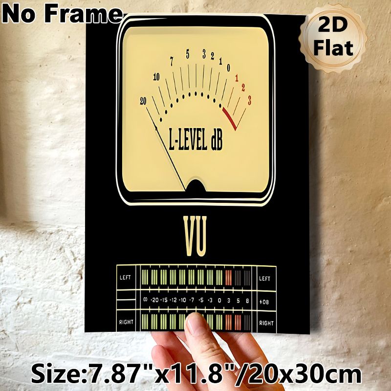 Audio VU Meter Painting Poster, Vintage Retro Audio Level Meter With DB Scale Poster, Unique Music-themed Decor Ideal For Home Audio Rooms, Music_maomaolike.com