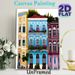Mediterranean Street Buildings Painting Poster, Vibrant Colorful Vintage European Architecture Poster, Eye-catching Urban Scene Ideal For Living Room_maomaolike.com