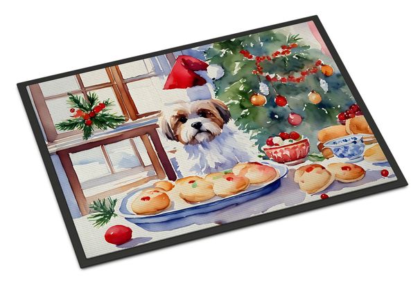 Lhasa Apso Christmas Cookies Doormat Front Door Mat Indoor Outdoor Rugs For Entryway, Non Slip Washable Low Pile, 24H X 36W_maomaolike.com