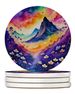 Colorful Violets Large Sandstone Coasters Pack Of 4 Absorbent Round Coasters Decor Gifts For Men Or Women, 4 In, Multicolor_maomaolike.com