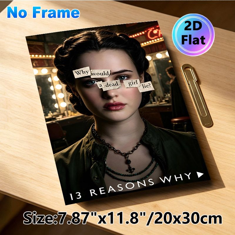 13 Reasons Why Themed Painting Poster, Mysterious Dark-toned Portrait With Quote Poster, Atmospheric Wall Art Ideal For Living Room, Bedroom Decor_maomaolike.com