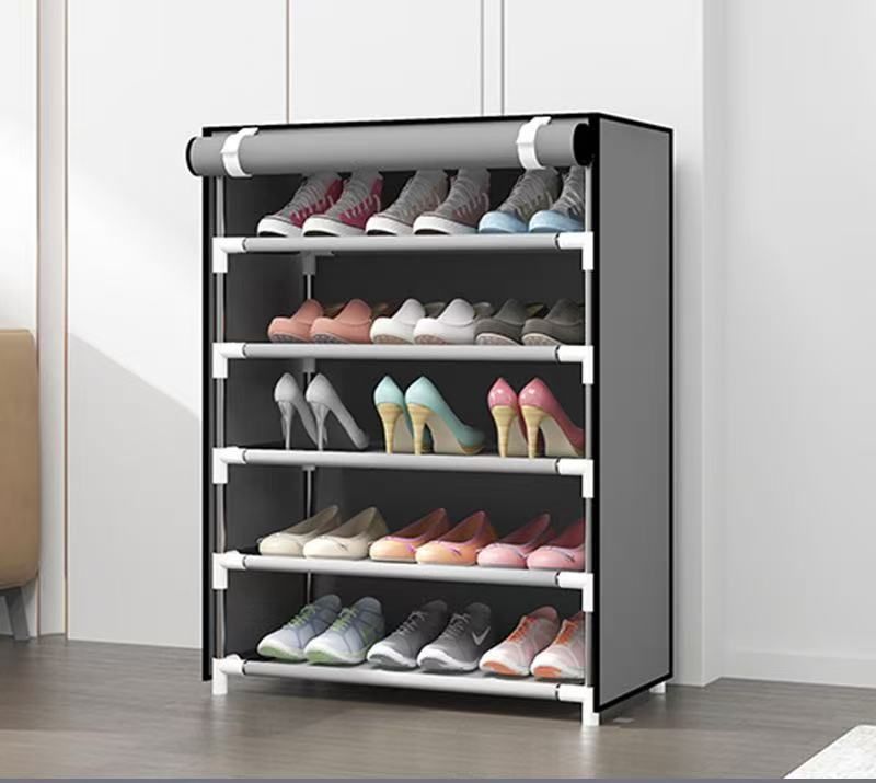 Simple Multi-layer Combination Dustproof Shoe Rack Storage Shoe Cabinet Cloth Shoe Cabinet Steel Frame Fashionable And Creative Dustproof Shoe Rack_maomaolike.com