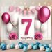 7th Birthday Party Backdrop - 2D Flat Polyester Banner With Pink White Balloons, Crown, Wall Hanging Photo Props, Party Decor_maomaolike.com