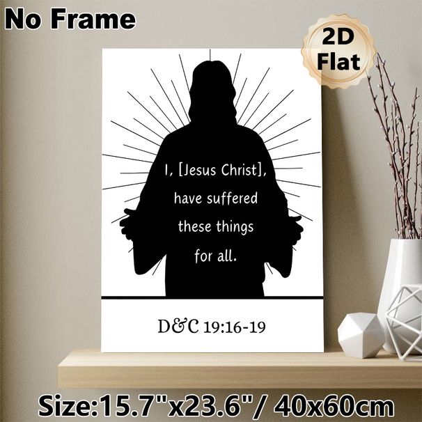 Christian Themed Scripture Painting Poster, Minimalist Black & White Jesus Silhouette With Inspirational Verse Poster, Thought-provoking Religious_maomaolike.com