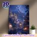 Starry Mountain Village Painting Poster, Enchanting Magical Fantasy Night Scene Poster, Soft Glowing Lights Create Cozy Atmosphere, Ideal For Bedroom_maomaolike.com