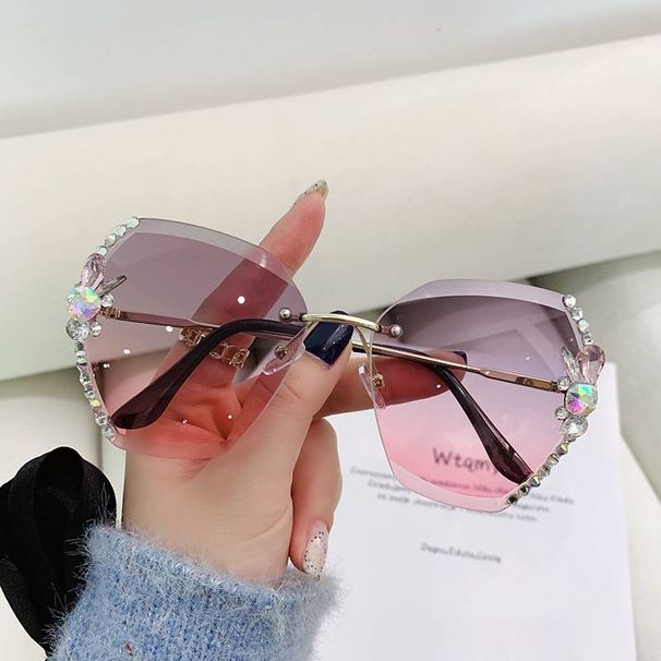 Unisex Fashion Round Diamond Studded Sunglasses Sun Protection Sunglasses Outdoor Rhinestone Glasses_maomaolike.com