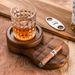 Wooden Cigar With Rotating Lid, Glass Holder, Windproof Covered Ashtray For Cigars & Whiskey Lovers_maomaolike.com