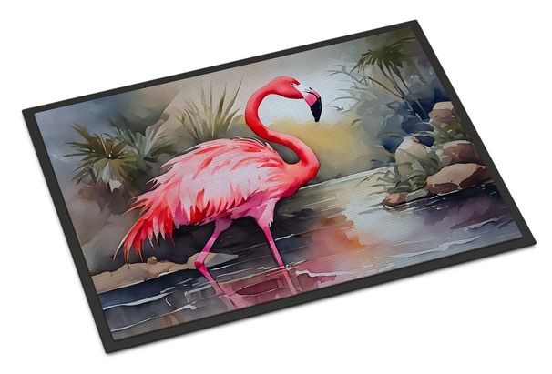 Flamingo Doormat Front Door Mat Indoor Outdoor Rugs For Entryway, Non Slip Washable Low Pile, 24H X 36W_maomaolike.com
