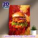 Crispy Chicken Burger Painting Poster, Vibrant Impasto-style Burger Poster, Bold Color-saturated Design Ideal For Diners, Kitchens And Food-themed_maomaolike.com