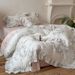 French Style Girly Fashion Romantic All-Cotton Double Layer Gauze Four-Piece Set With Ruched Lace Silky Smooth Naked Sleep Bed She_maomaolike.com