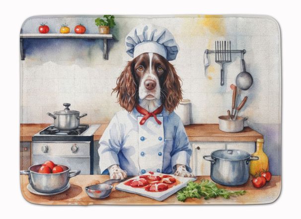 English Springer Spaniel The Chef Memory Foam Kitchen Mat Machine Washable Anti-Fatigue Mat Cushion Comfort Bath Mat Or Kitchen Rug_maomaolike.com