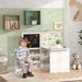 3 In 1 Kids Table And Chair Set With Storage, Whiteboard, Blackboard & Roll Paper For 3-8 Years, White_maomaolike.com
