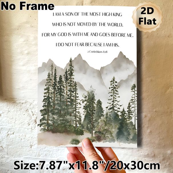Bible Verse Mountain Forest Painting Poster, Gentle Watercolor Woodland & Mountain Scene With Scripture Poster, Inspirational Faith-based Decor_maomaolike.com