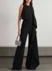 Women's Clothing solid color fashion temperament vest high waist wide leg pants women's irregular zipper jumpsuit _maomaolike.com