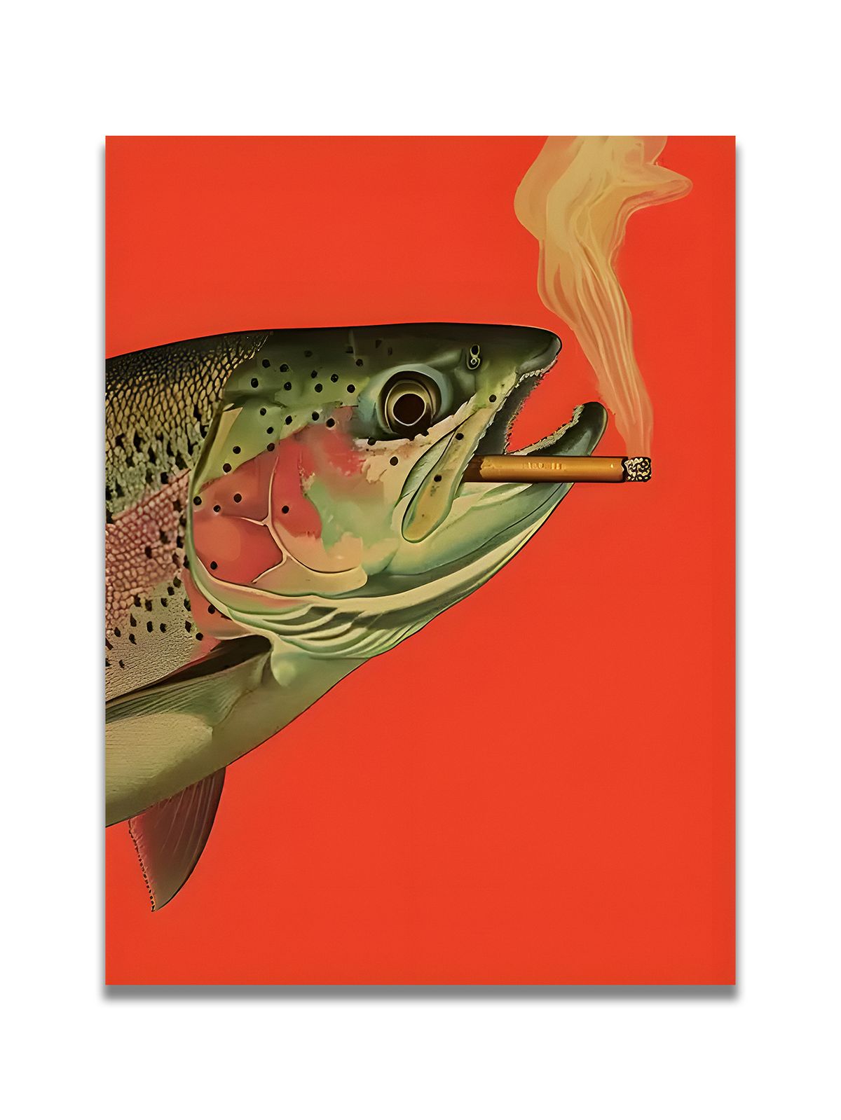 A Decorative Salmon Painting Blending Pop Art Style With Absurd Humour, A Quintessential Expression Of Whimsical Aesthetics And Ironic Art_maomaolike.com