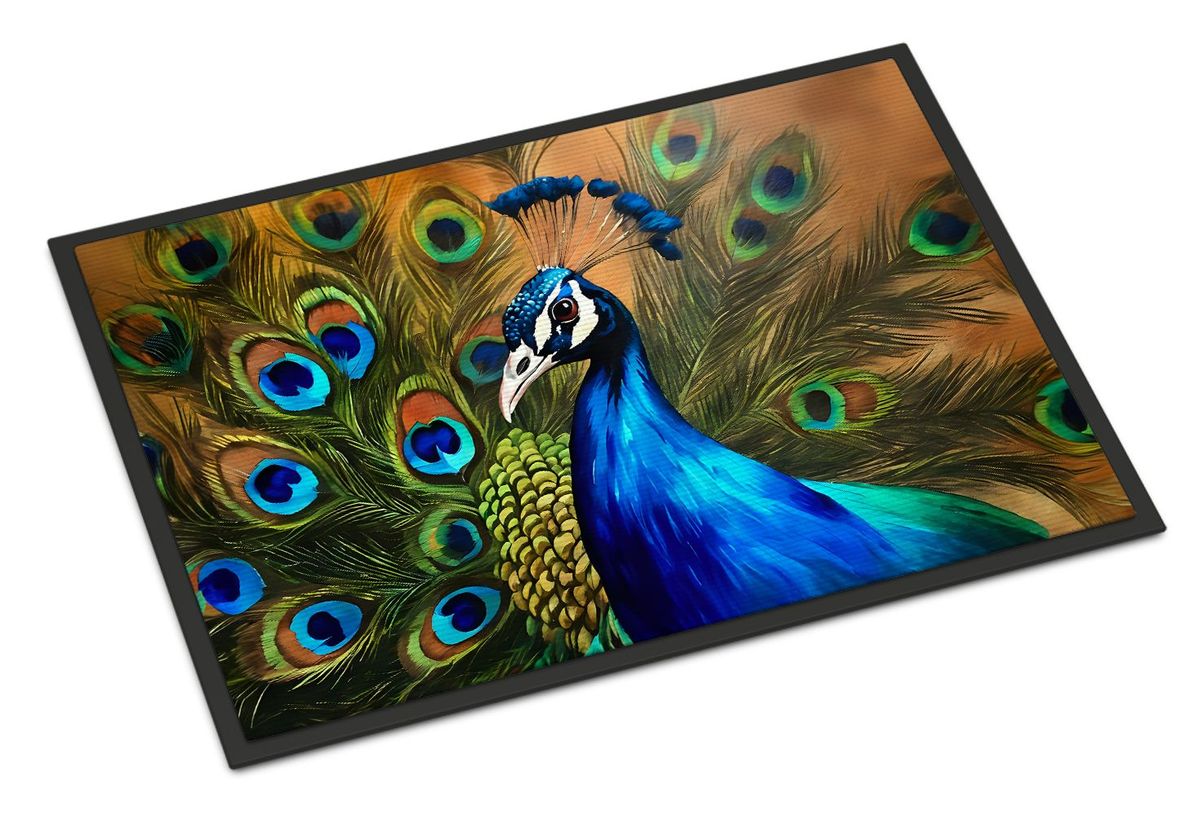 Peacock Doormat Front Door Mat Indoor Outdoor Rugs For Entryway, Non Slip Washable Low Pile, 24H X 36W_maomaolike.com