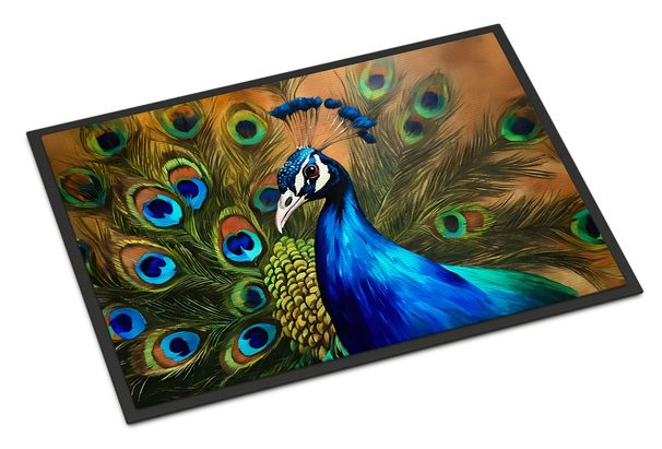 Peacock Doormat Front Door Mat Indoor Outdoor Rugs For Entryway, Non Slip Washable Low Pile, 24H X 36W_maomaolike.com