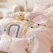 Beautiful Princess Style Pink Rainbow Ruffled Edge Washed Pure Cotton Children's Bedding Set Of Three Or Four Pieces_maomaolike.com