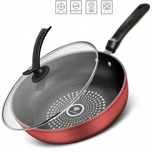 24cm Cast Iron Non Stick Frying Pan, Easy Clean Reduced Smoke Skillet, No Burn Food Release, Heavy Gauge Base Fast Even Heat, Gas And Induction Hob_maomaolike.com