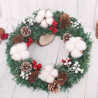 Christmas Ornaments 12in Christmas Wreath Artificial Wreath Door Hanging Window Props Background Christmas Tree Accessories_maomaolike.com