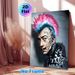 Cyberpunk Punk Character Painting Poster, Bold Edgy Cyberpunk Style Poster, Eye-catching Design With Colorful Mohawk, Tattooed Face And Cybernetic_maomaolike.com