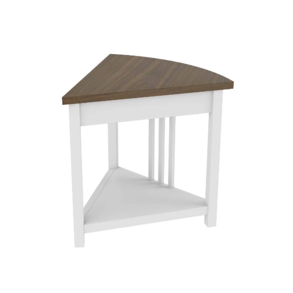 Corner Desk With Storage Shelves,Fan-shaped Side Table,for Home ,Office, Small Space, White And Wood_maomaolike.com