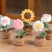 1Pc Hand-knitted Artificial Simulated Flower Potted Plant, Artificial Yarn Crochet Flower Decoration Home Decoration_maomaolike.com