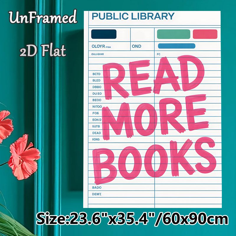 Read More Books Themed Painting Poster, Vibrant Pink Hand-drawn Typography On Library Checklist-style Poster, Motivational Reading Decor Ideal For_maomaolike.com