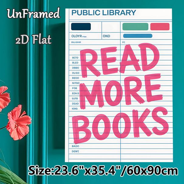 Read More Books Themed Painting Poster, Vibrant Pink Hand-drawn Typography On Library Checklist-style Poster, Motivational Reading Decor Ideal For_maomaolike.com