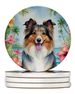 Sheltie Luau Large Sandstone Coasters Pack Of 4 Absorbent Round Coasters Decor Gifts For Men Or Women, 4 In, Multicolor_maomaolike.com