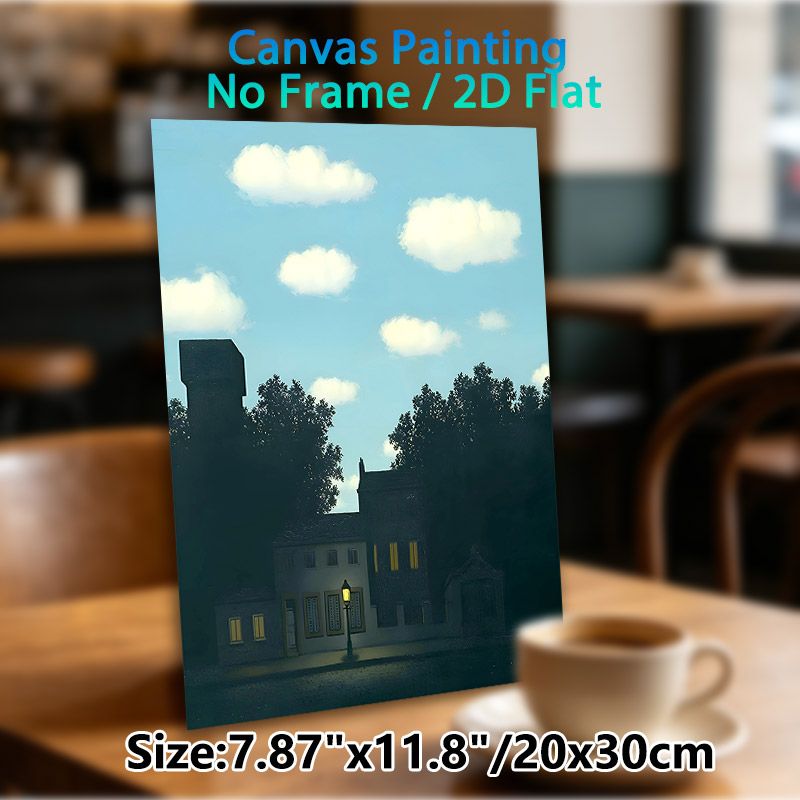 Village Landscape Painting Poster, Serene Retro Village Scene With Glowing Lamp Poster, Tranquil Calming Decor Ideal For Living Room, Bedroom And_maomaolike.com
