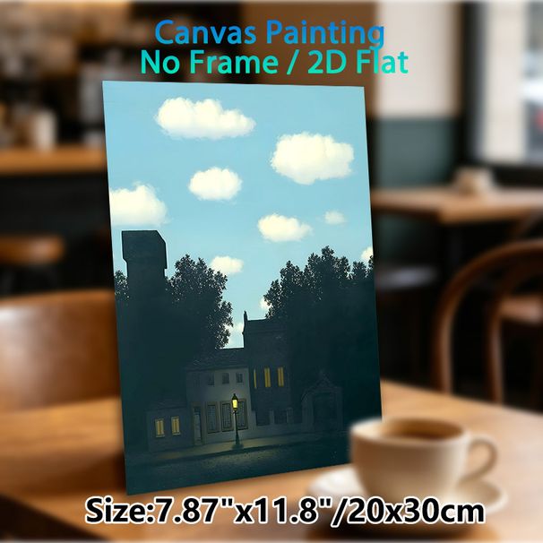 Village Landscape Painting Poster, Serene Retro Village Scene With Glowing Lamp Poster, Tranquil Calming Decor Ideal For Living Room, Bedroom And_maomaolike.com