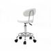 Round Shape Adjustable Salon Stool With Back And Line White_maomaolike.com