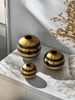1pc Black And Gold Stripe Color Ball Vase Is Suitable For Light Luxury, High-end Design Style, Multi-scene Ornaments, Flower Arrangement, Vase_maomaolike.com
