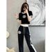 Women's casual knitted suit for women in summer, thin style, fashionable and fashionable, age-reducing wide-leg pants, fashionable two-piece set_maomaolike.com