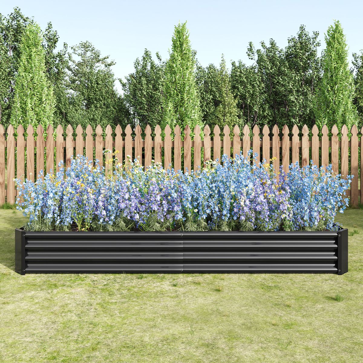 Raised Garden Bed Kit - Metal Raised Bed Garden 7.6x3.7x0.98ft For Flower Planters, Vegetables Herb Black_maomaolike.com
