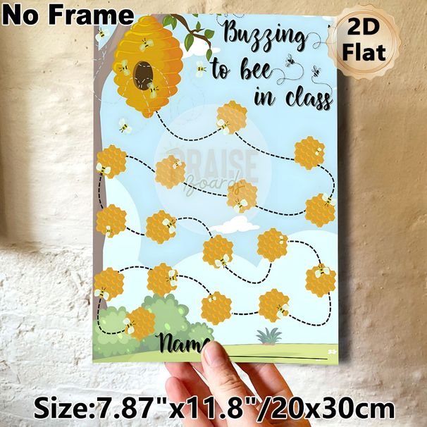 Bee & Honeycomb Themed Praise Chart Painting Poster, Vibrant Cartoon-style Bee & Honeycomb Scene Poster, Motivating Design For Tracking Positive_maomaolike.com