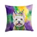 Westie King Of Mardi Gras Throw Pillow Machine Washable, Indoor Outdoor Decorative Pillow For Couch, Bed Or Patio, 14Hx14W_maomaolike.com