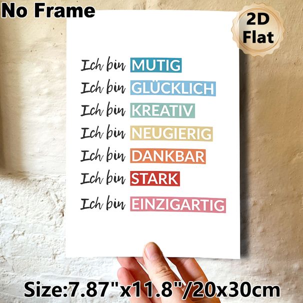 German Motivational Affirmation Painting Poster, Vibrant Color-blocked Typographic Poster, Uplifting Daily Motivational Reminder, Suitable For Home_maomaolike.com