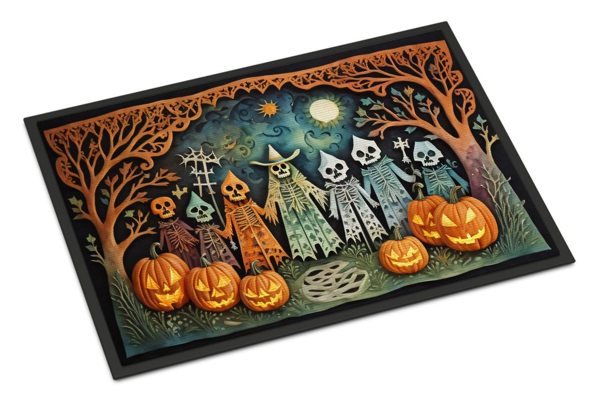 Papel Picado Skeletons Spooky Halloween Doormat Front Door Mat Indoor Outdoor Rugs For Entryway, Non Slip Washable Low Pile, 24H X 36W_maomaolike.com