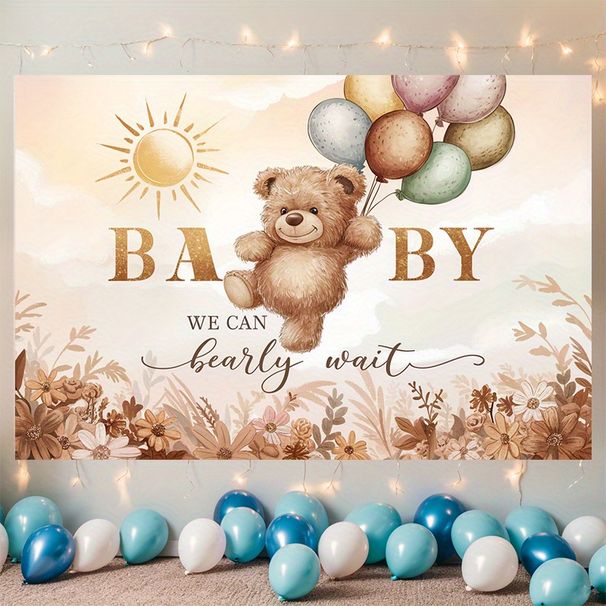 We Can Barely Wait Baby Backdrop - 2D Flat Polyester Banner, Baby Shower Wall Hanging Photo Props, Party Decor_maomaolike.com