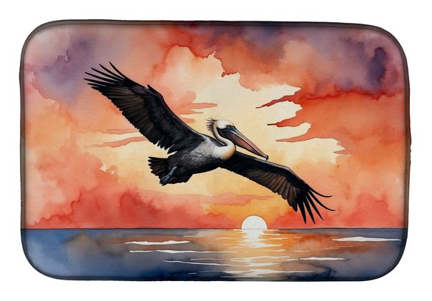Pelican Fiery Sunset Dish Drying Mat Absorbent Dish Drying Mat Pad For Kitchen Counter Dish Drainer Mat For Countertop, 14 X 21", Multicolor_maomaolike.com