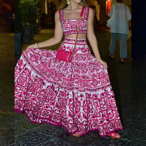 Hot Selling New Elegant Two-piece Printed Swing Suit_maomaolike.com