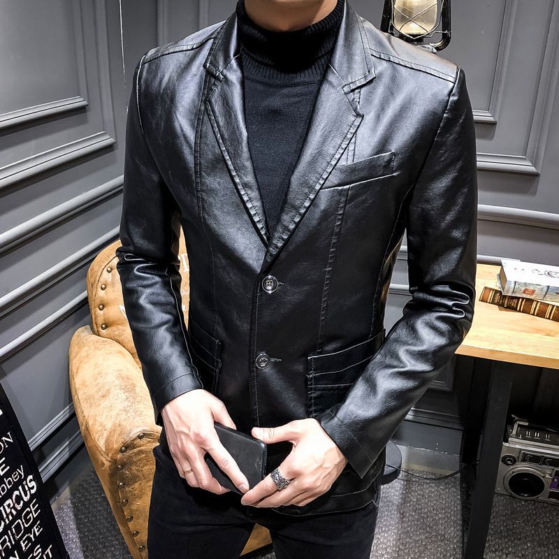 Men's Clothing Leather Suit Autumn New Casual Jacket Style Slim Lapel Leather Suit Leather Jacket Men's_maomaolike.com