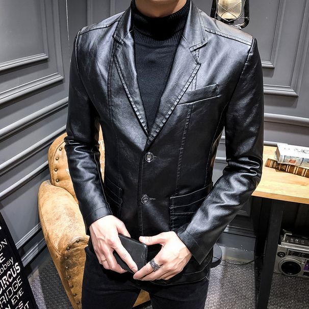 Men's Clothing Leather Suit Autumn New Casual Jacket Style Slim Lapel Leather Suit Leather Jacket Men's_maomaolike.com