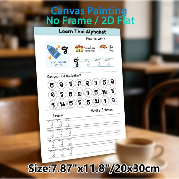Thai Alphabet Learning Painting Poster, Clear Educational Illustrated Poster, Assists With Thai Letter Writing And Recognition, Suitable For Language_maomaolike.com